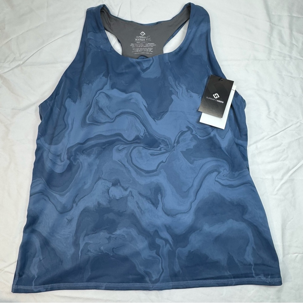 SuperFit Hero Superhold Shelf Tank Size 16-18 XL, Blue, Sports Bra Tank Top - Picture 2 of 8